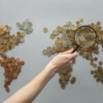 A modern world map reflecting international financial data