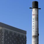 A SpaceX rocket launch ascending into space, representing SpaceX SPCX stock.
