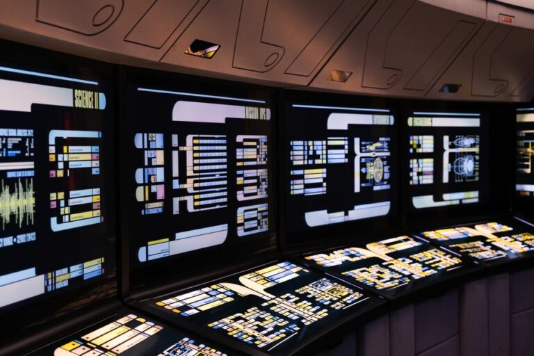 A server room dashboard with data streams, representing enterprise AI agents.