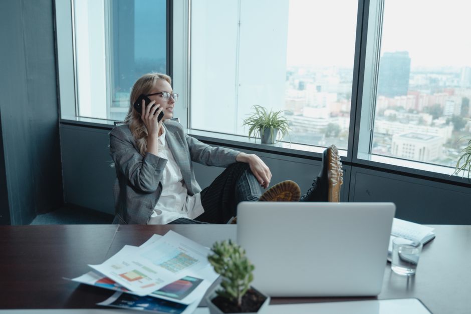 Professionals working diligently in a modern office environment
