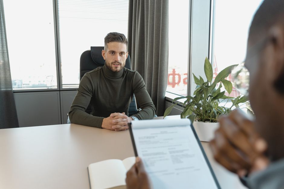 A candidate in a professional job interview