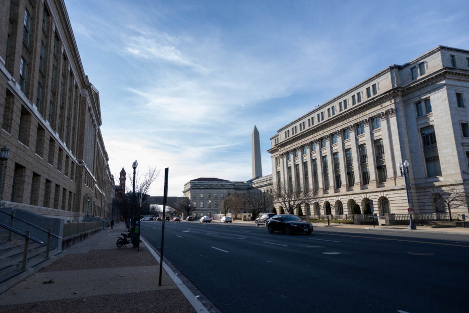 The exterior of the Marriner S. Eccles Federal Reserve Board Building in Washington, D.C.
