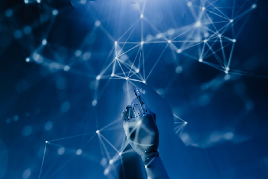 An abstract visualization of AI agents and cloud systems collaborating in finance.