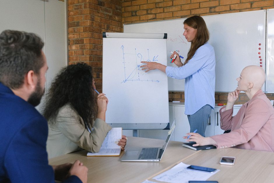 A professional team discussing and solving a corporate financial control issue.